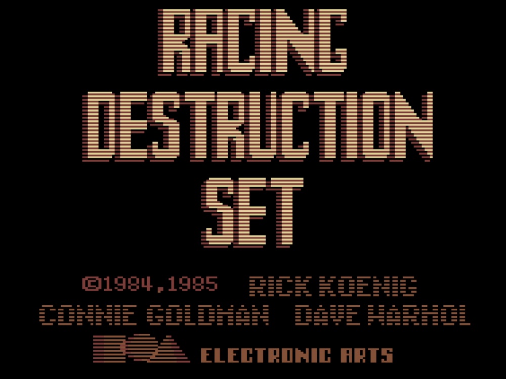 Title Screen of Racing Destruction Set for Commodore 64
